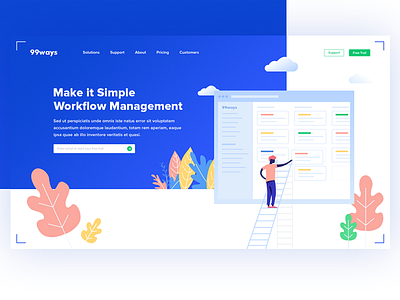 Workflow management landing page design bala ux creative design illustration landing page ui ux web website workflow