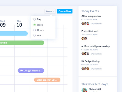 Dropdown UI Design for calender app bala ux calender design dropdown filter navigation radio button sort timeline ui ux web