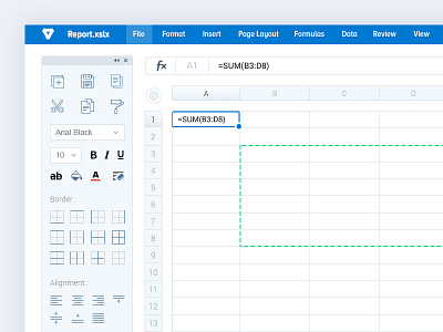 Spreadsheet With Toolbar - Excel