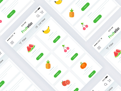 Ecommerce app grid and list view - wireframe design