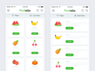 Mobile App Grid And List View application bala ux card clean design grid interface list ui ux wireframe wireframe design