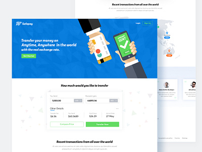 Transfer Money Landing Page Design bala ux clean exchange exchange rate illustration landing landing page minimal money payment transfer ui