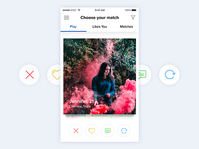Dating mobile app - choose your match page design app bala ux clean dating design fun match minimal mobile ui ux wedding