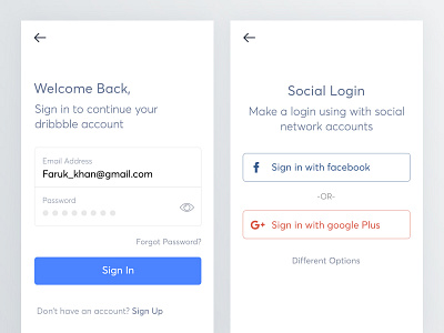 Email Login And Social Login For Mobile App By Bala Ux On Dribbble