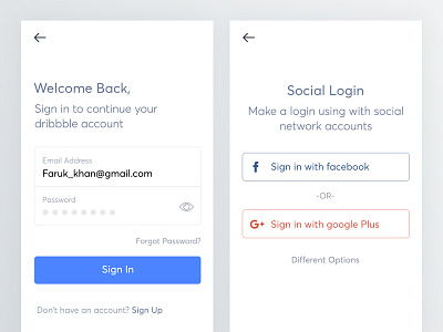 Email login and social login for mobile app app bala ux design facebook login google login login mobile login registration sign in social login ui ux