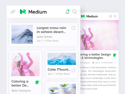 Medium blog UI Design app bala ux blog cards design medium minimal mobile simple story ui ux