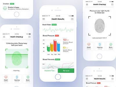 Health Scanning Mobile App android app bala ux charts dashboard flat health health app ios medical mobile scanning