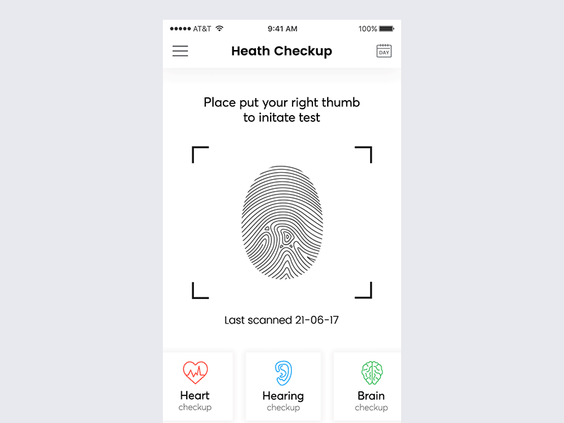 Finger print scanning - Health checker mobile app