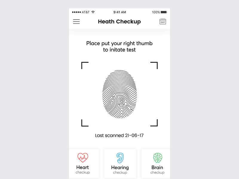 Finger print scanning - Health checker mobile app animation bala ux design finger finger print fingerprint scanning health app interaction interface scan ui ux