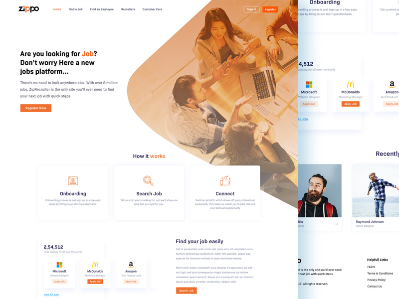 Job Portal Landing page design hire design find job bala ux job job website job site ui page web landing page website design