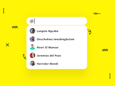 @ mention UI design @ at mention bala ux design dropdown flat form input mention minimal pattern rounded input shadow sketch ui user ux whitney yellow