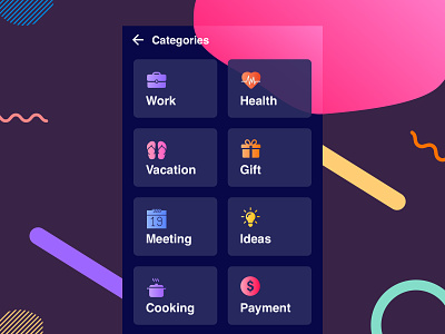 Todo app categories selection UI design