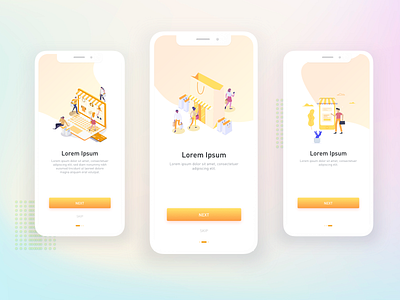 #Walkthrough-Screens app design illustration ios minimal ui ux walk through yellow