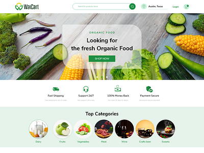 Waicart Website Landing Page android appdesign branding farmers fresh grocery grocery webdesign grocery website illustration ios landing page market online shopping uidesign uiux