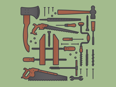 Rustic Tools design illustration practice