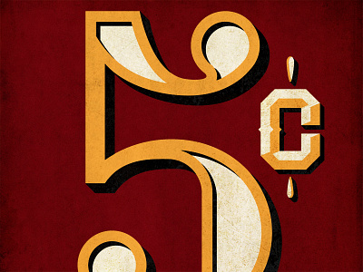 5 Cents illustration typography