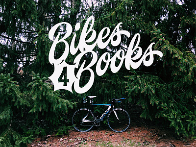 Bikes 4 Books! bikes cycling fundraiser lettering logotype script vector