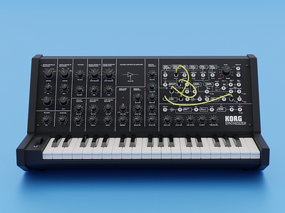 Korg MS-20 analogue synthesizer 3d blender