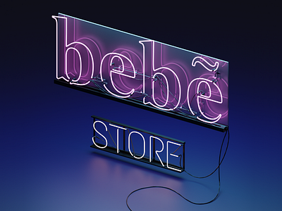BeBe Store Neon 3d blender design illustration logo modeling
