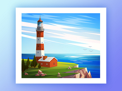 Seascape with lighthouse