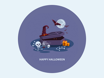 Halloween vector illustration halloween hat moon pumpkin vector