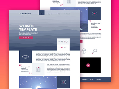 Website template landing template ui waves website