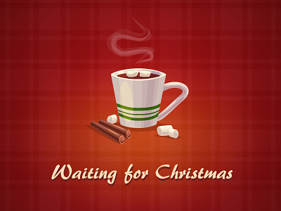 Waiting for Christmas christmas cinnamon cocoa cup illustration marshmallows new year vector