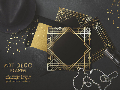 Set of creative frames in art deco style