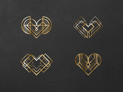 Heart. Art Deco art deco geometric gold heart icon illustration luxury