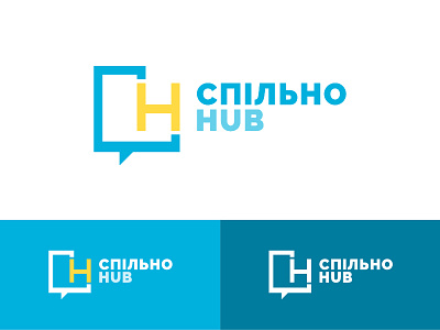 Logo for coworking space "SpilnoHUB" coworking illustration logo speech bubl