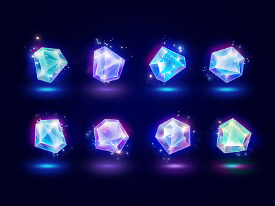 Crystal icons blue crystal game gems ice icon light slot ui