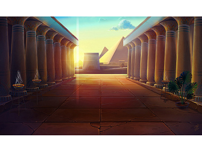 Egypt 2d background cg egypt game painting pyramid sky slot