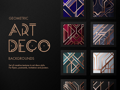 Art Deco Backgrounds. Vector Set art deco geometric geometry gold invitation ornament packagine pattern set vector vintage wedding