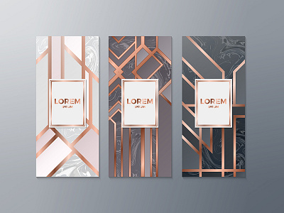 Art deco flayers. Vector template with marble