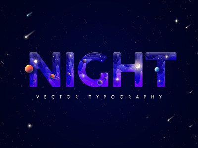 Night. Vector typography