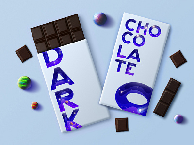 Night Typography. Creative package chocolate cosmic font gradient letters package planet space space x star vivid