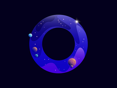 Space latter O cosmic font gradient letter letters o planet space space x star typography vivid
