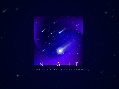 Night. Vol 2 background comet night sky star vector