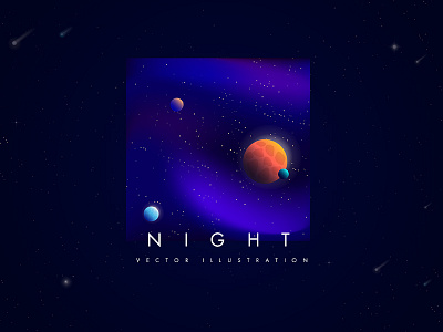 Night. Vol 3 background moon night planet sky star vector