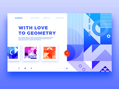 Geom blue design geared geometry gradient landing page pattern ui web website