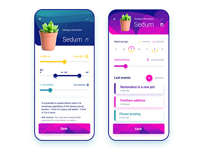 Plant Calendar App app applicaiton calendar daily ui design figma flowers gradient herb interface design ios pink plant pot ui ux ux ui vector web