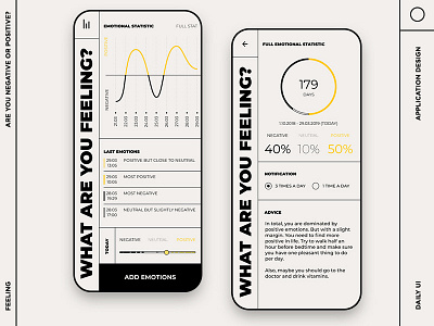 What are you feeling? app application calendar dairy day design emotion emotional feel feeling figma ios social statistic typography ui ui ux design ux web yellow