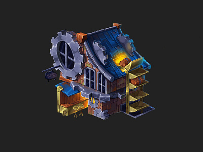 Buildings Art. Vol 4 2d bar beer building concept art game art gear gold illustration isometry props steampunk tavern ui wood