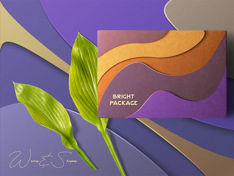 Waves&Shapes. Package background design paper violet gold material design package branding vintage design pattern illustration gradient vector