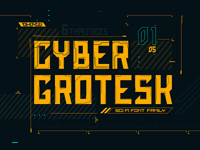 Cyber Grotesk Font Family 1980s branding cyberpunk font futurism game interface game ui letter scifi technology type typeface typography vector