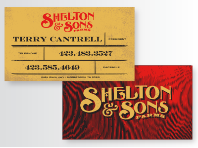 Shelton & Sons Business Cards business card farm layout tennessee tn tomato