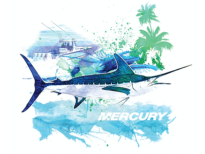 Mercury Saltwater Tee marlin mercury motors watercolor