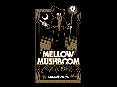 Mellow Mushroom Anderson, SC Tee anderson electric city pizza sage sc south carolina wizard