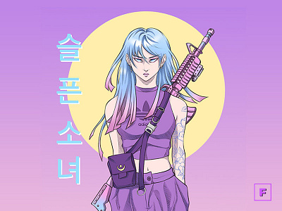 Moon Girl aesthetic anime digitalart digitalpainting drawing fanart girl illustration korean kpop manga mangaart moon streetwear