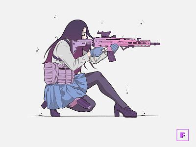 Gun Girl aesthetic badass digitalart digitalpainting drawing girl illustration manga mangaart